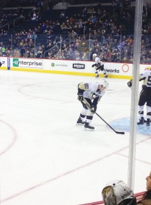 Pittsburgh Penguins captain Sidney Crosby warming up during the pre game skate Thursday night at the MTS Center