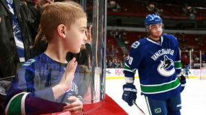 A young fan at the Vancouver Canucks hockey game. Photo from canucks.nhl.com